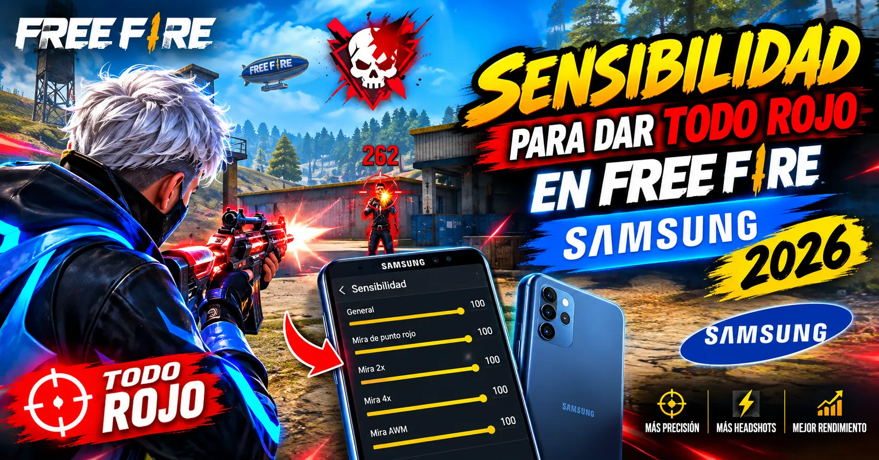 sensibilidad para dar todo rojo en free fire samsung