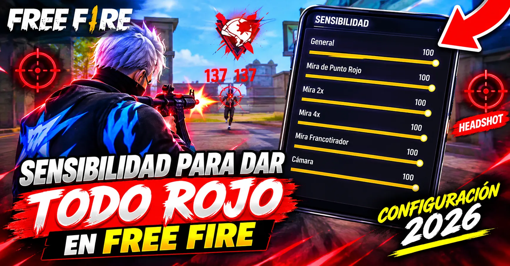 sensibilidad para dar todo rojo en free fire
